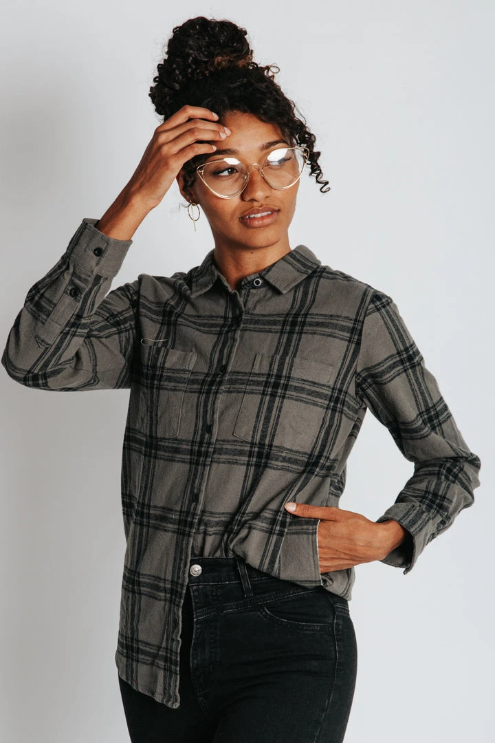 Piper & Scoot Tops The Westbrook Button Up Blouse In Slate Green