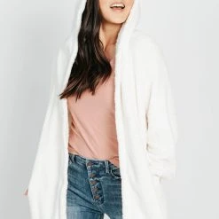 Piper & Scoot Tops The Robbie Fluffy Cardigan In Off White