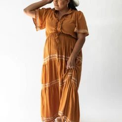 Piper & Scoot Dresses The Trudi Tiered Midi Dress In Marigold