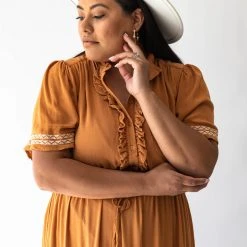 Piper & Scoot Dresses The Trudi Tiered Midi Dress In Marigold