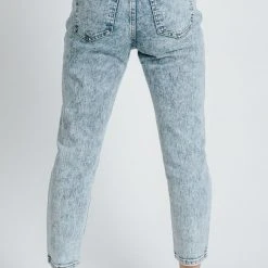 Piper & Scoot Denim: The High Rise Mom Jean In Acid Blue Bottoms + Jumpsuits