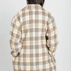 Piper & Scoot The Bekah Plaid Pattern Coat In Grey