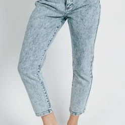 Piper & Scoot Denim: The High Rise Mom Jean In Acid Blue Bottoms + Jumpsuits