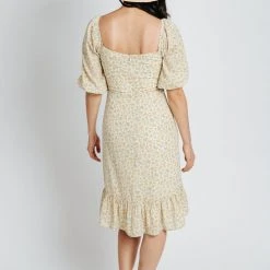 Piper & Scoot The Savannah Floral Ruched Dress In Yellow