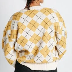 Piper & Scoot The Sorella Plaid Sweater In Yellow Tops