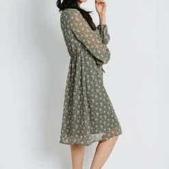 Piper & Scoot Dresses The Lydia Floral Cinch Dress In Sage