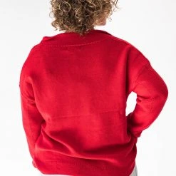 Piper & Scoot The Rue Textured Sweater In Red