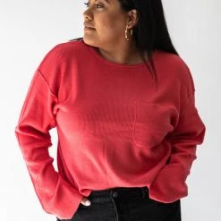 Piper & Scoot Tops The Anya Boat Neck Sweater In Lipstick
