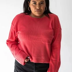 Piper & Scoot Tops The Anya Boat Neck Sweater In Lipstick