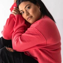 Piper & Scoot Tops The Anya Boat Neck Sweater In Lipstick