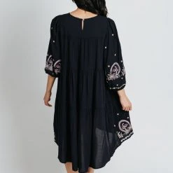 Piper & Scoot The Chen Patterned Midi Dress In Navy