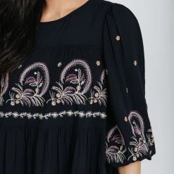 Piper & Scoot The Chen Patterned Midi Dress In Navy