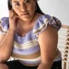 Piper & Scoot Tops The Mavis Striped Short Sleeve Sweater In Lavender Multi