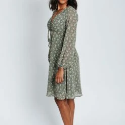 Piper & Scoot Dresses The Lydia Floral Cinch Dress In Sage
