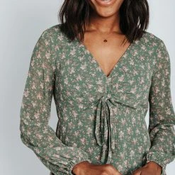 Piper & Scoot Dresses The Lydia Floral Cinch Dress In Sage