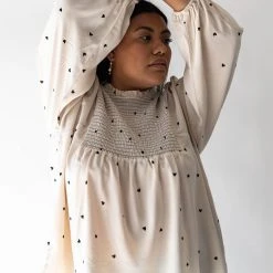 Piper & Scoot The Caprice Smocked Detail Blouse In Cream