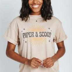 Piper & Scoot: Sun Graphic Tee In Sand