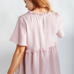 Piper & Scoot The Evans Ruffle Detail Blouse In Blush Tops