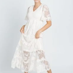 P+S Exclusives Piper & Scoot: The Emery Lace Maxi Dress In Cream