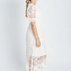 P+S Exclusives Piper & Scoot: The Emery Lace Maxi Dress In Cream