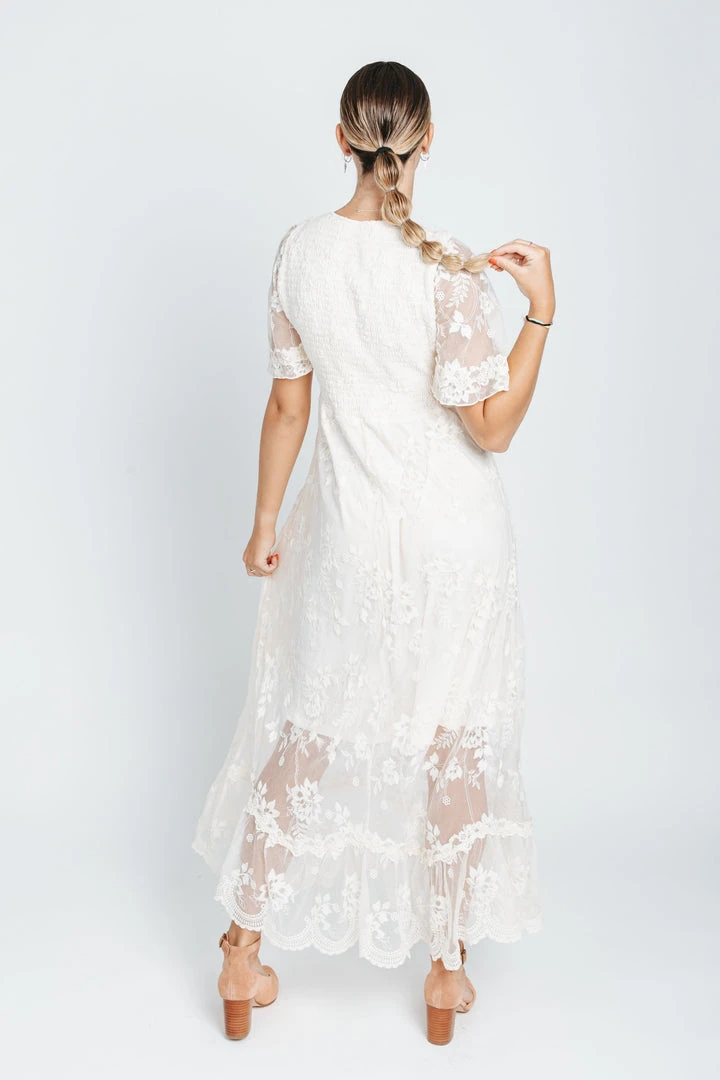 P+S Exclusives Piper & Scoot: The Emery Lace Maxi Dress In Cream