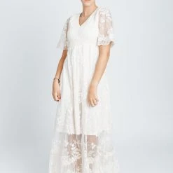 P+S Exclusives Piper & Scoot: The Emery Lace Maxi Dress In Cream
