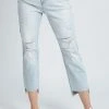 Piper & Scoot Denim: The High Rise Crop Straight Jean In Light Blue Bottoms + Jumpsuits