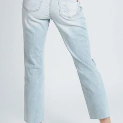 Piper & Scoot Denim: The High Rise Crop Straight Jean In Light Blue Bottoms + Jumpsuits