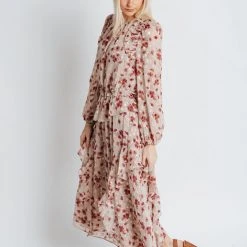 Piper & Scoot The Keaton Floral Dress In Dusty Pink