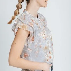 Piper & Scoot The Jesslyn Smocked Blouse In Periwinkle Tops