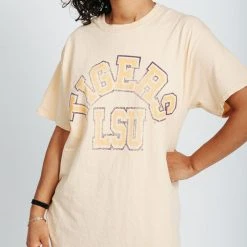 Piper & Scoot The LSU Vintage Tee In Yellow Tops