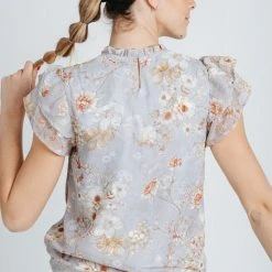 Piper & Scoot The Jesslyn Smocked Blouse In Periwinkle Tops