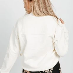 Piper & Scoot The Silvia Textured Pullover In Cream