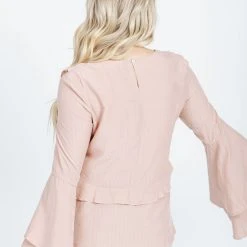 Piper & Scoot The Owen Bell Sleeve Blouse In Dusty Rose Tops