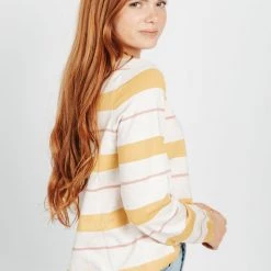 Piper & Scoot Tops The Sally Striped Pullover Sweater In Mustard
