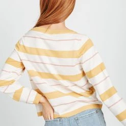 Piper & Scoot Tops The Sally Striped Pullover Sweater In Mustard