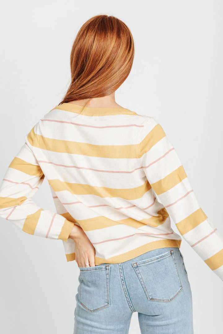 Piper & Scoot Tops The Sally Striped Pullover Sweater In Mustard