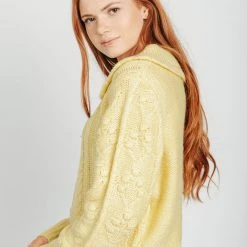 Piper & Scoot Tops The Sims Scalloped Sweater In Yellow