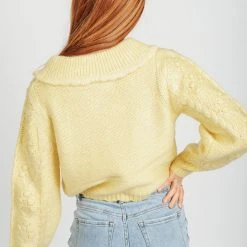 Piper & Scoot Tops The Sims Scalloped Sweater In Yellow