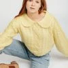Piper & Scoot Tops The Sims Scalloped Sweater In Yellow