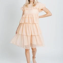 Piper & Scoot: The Cipriano Ruffle Dress In Peach