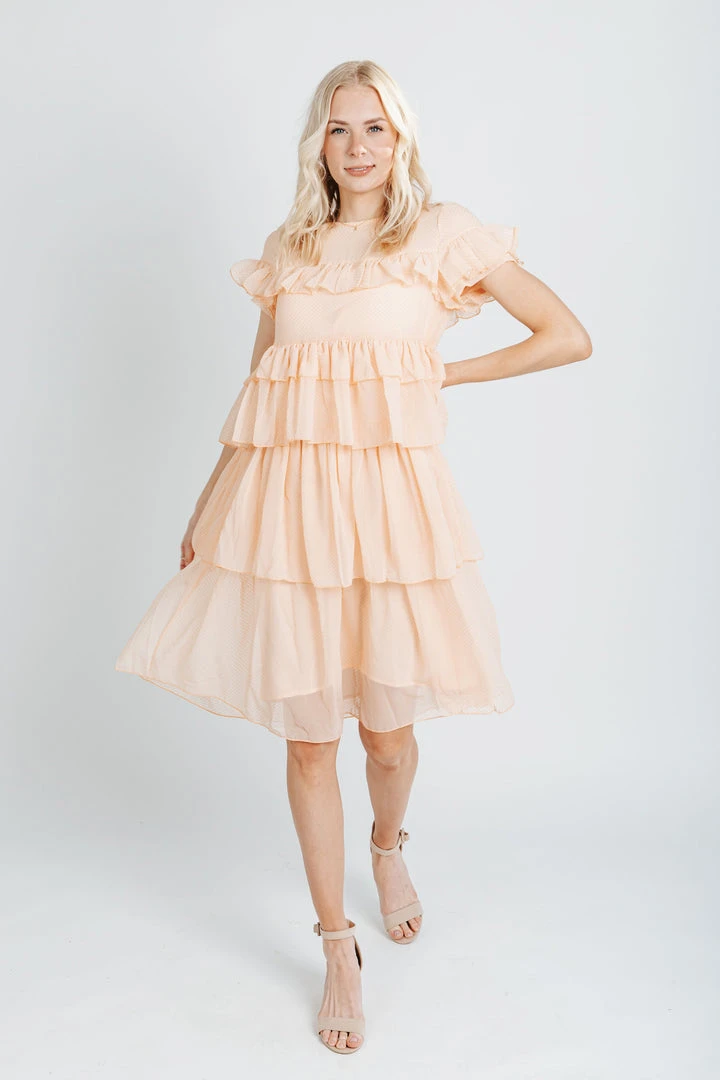 Piper & Scoot: The Cipriano Ruffle Dress In Peach