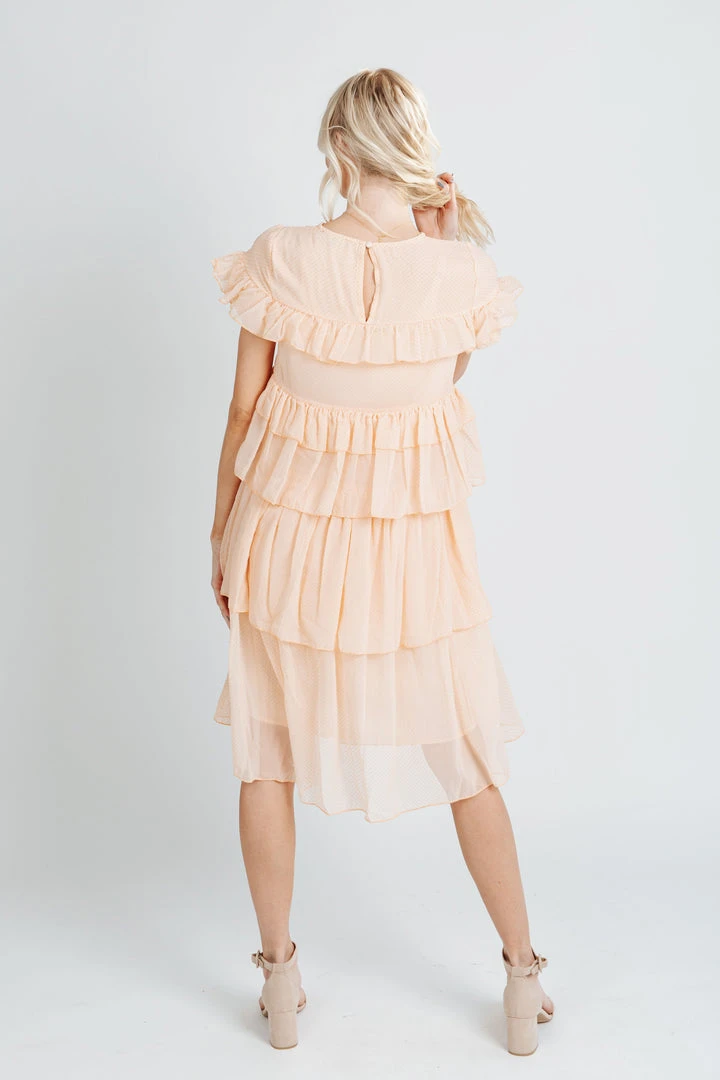 Piper & Scoot: The Cipriano Ruffle Dress In Peach