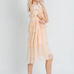 Piper & Scoot: The Cipriano Ruffle Dress In Peach