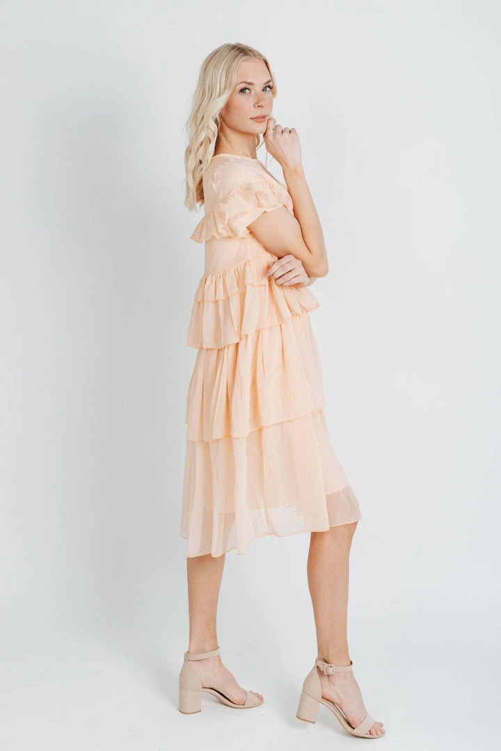 Piper & Scoot: The Cipriano Ruffle Dress In Peach
