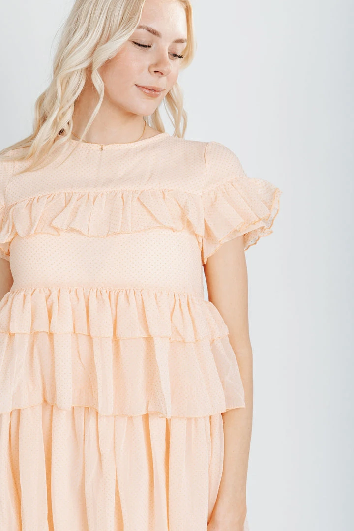 Piper & Scoot: The Cipriano Ruffle Dress In Peach
