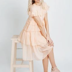 Piper & Scoot: The Cipriano Ruffle Dress In Peach