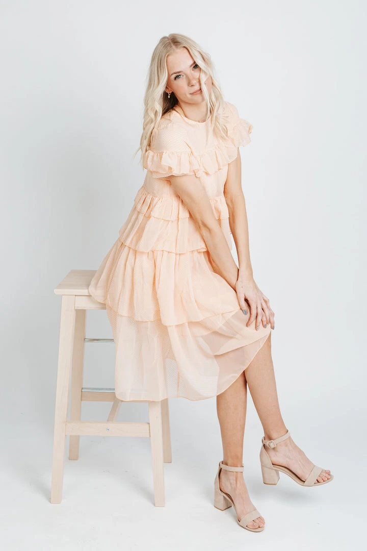 Piper & Scoot: The Cipriano Ruffle Dress In Peach