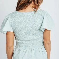 Piper & Scoot Tops The Ettinger Smocked Blouse In Sage
