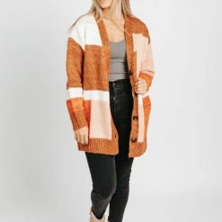 Piper & Scoot The Elijah Color Block Cardigan In Camel
